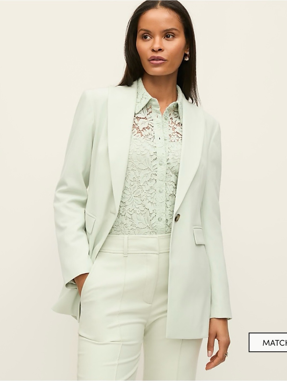 Ann Taylor Mint Single-Button Blazer